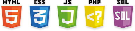 Kodowanie - logotypy HTML5, CSS3, JS, PHP, SQL